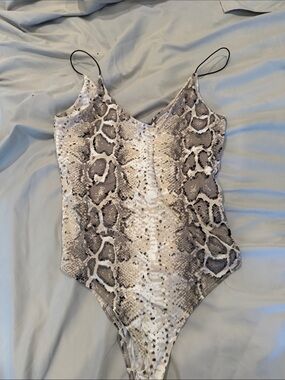 gaze Snake Print One-Piece Swimsuit in Neutral Tones